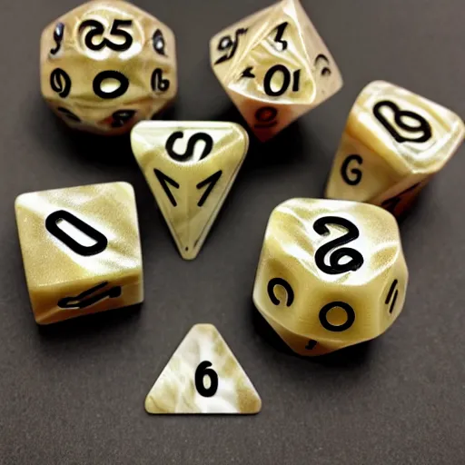 Image similar to a set of dungeons and dragons dice made of bone