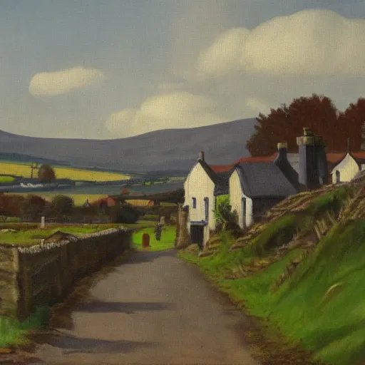 Prompt: painting of a small town in rural Ireland, by Aleksander Rostov