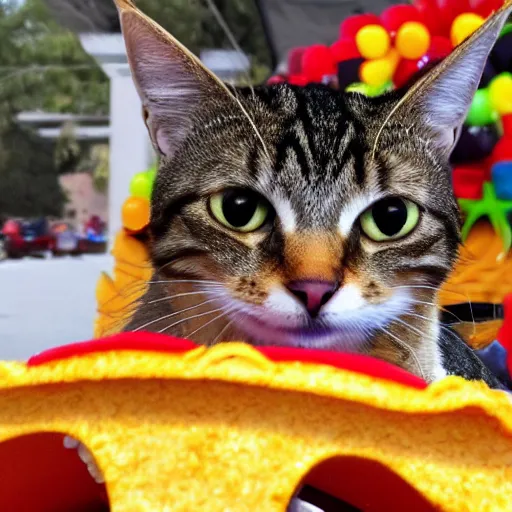 Image similar to tabby cat wearing the nacho sombrero from the despicable me