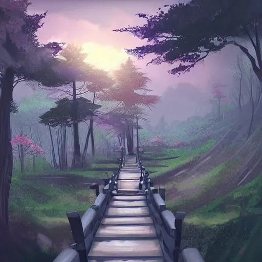 Image similar to “samurai path, concept art”