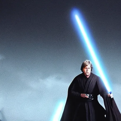 Image similar to A film still of Luke skywalker as a sith lord realistic,detailed,photorealistic