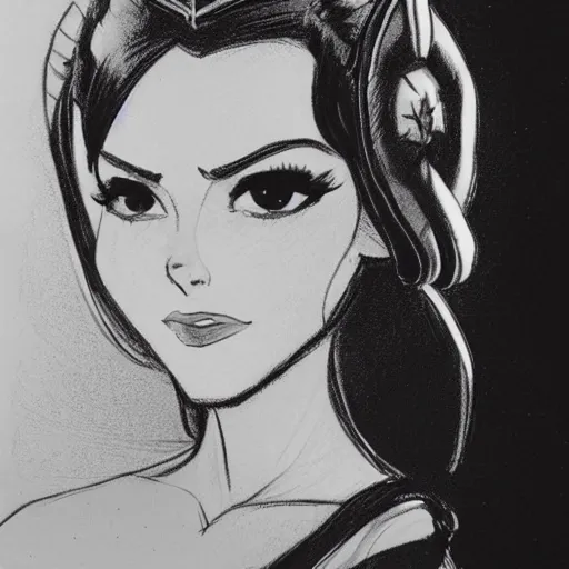 Image similar to milt kahl sketch of victoria justice as princess padme from star wars episode 3