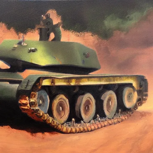 Prompt: hell let loose tank oil painting