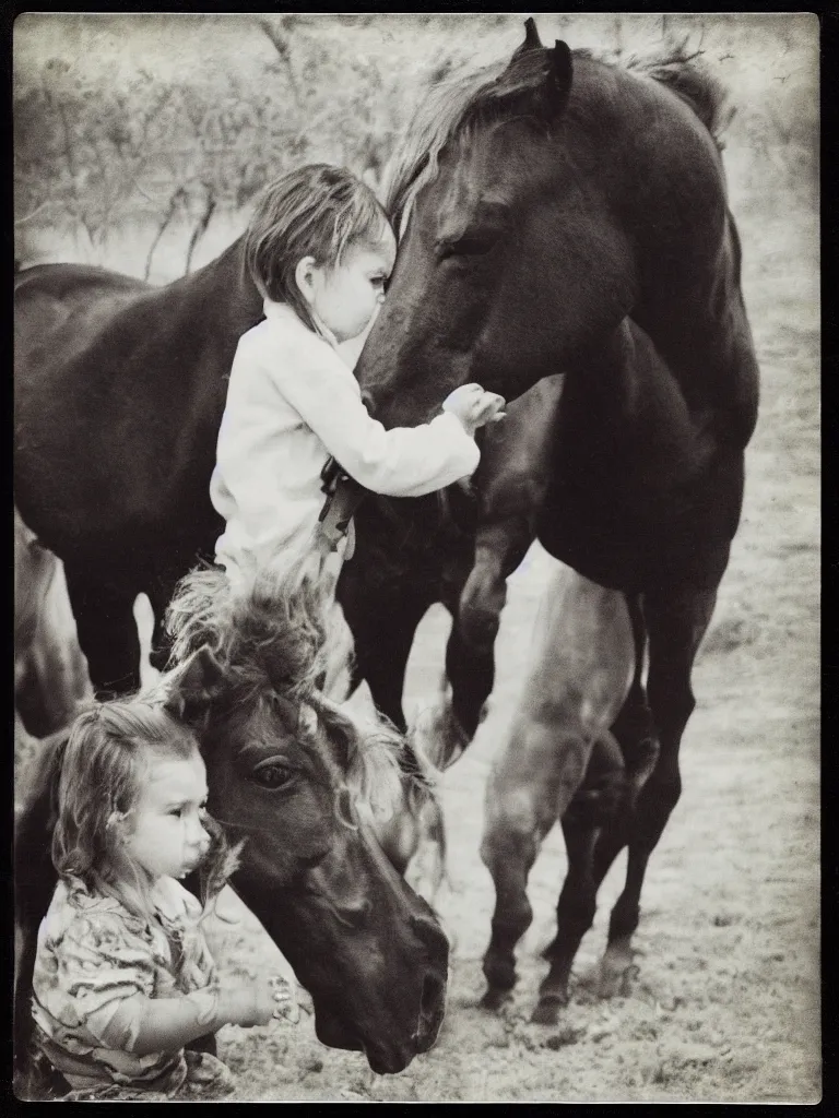 Image similar to the horse ate grandma again, amateur Polaroid,