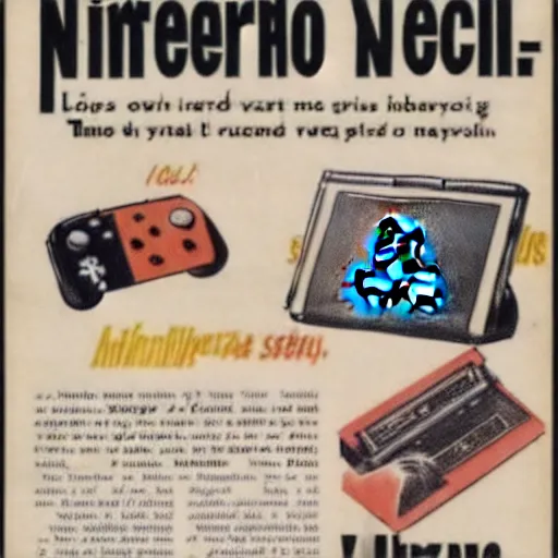 Image similar to 1950s newspaper ad for the Nintendo switch