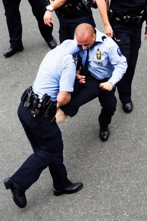 Image similar to police officer arresting criminal