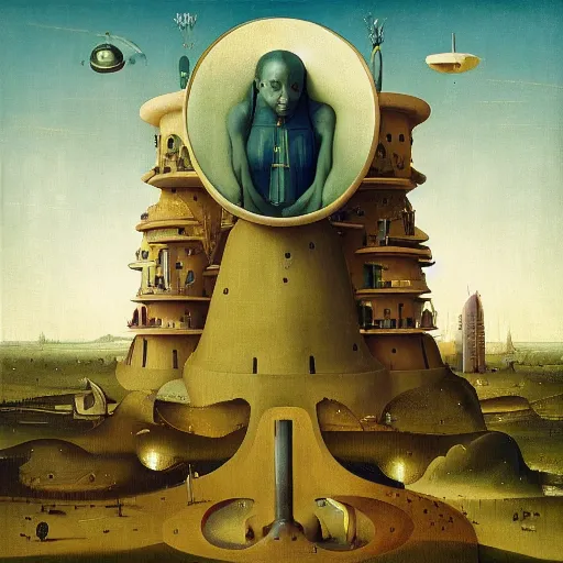 Image similar to “utopia, afrofuturism by hieronymus bosch and beeple”