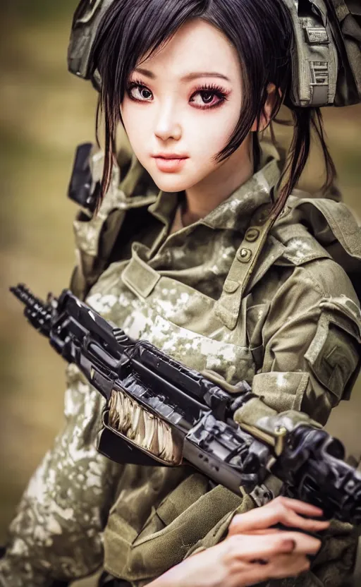 Image similar to portrait photo, highly detailed, high resolution, cosplay photo, stunning, girls frontline style, bokeh soft, shot on 70mm, zenithal lightning, trending on instagram, by award winning photographer, realistic human anatomy, real human faces, realistic military carrier, soldier clothing, modern warfare, empty hands, shot with a canon, low saturation, soldier clothing