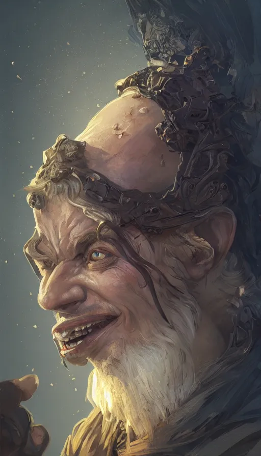 Image similar to ugly smile, king of bandits, rough, fame of thrones, lord of daggers, neon, fibonacci, sweat drops, insane, intricate, highly detailed, digital painting, artstation, concept art, smooth, sharp focus, illustration, Unreal Engine 5, 8K, art by artgerm and greg rutkowski and alphonse mucha