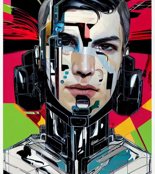 Image similar to portrait of a male android, by MARVEL comics and Sandra Chevrier