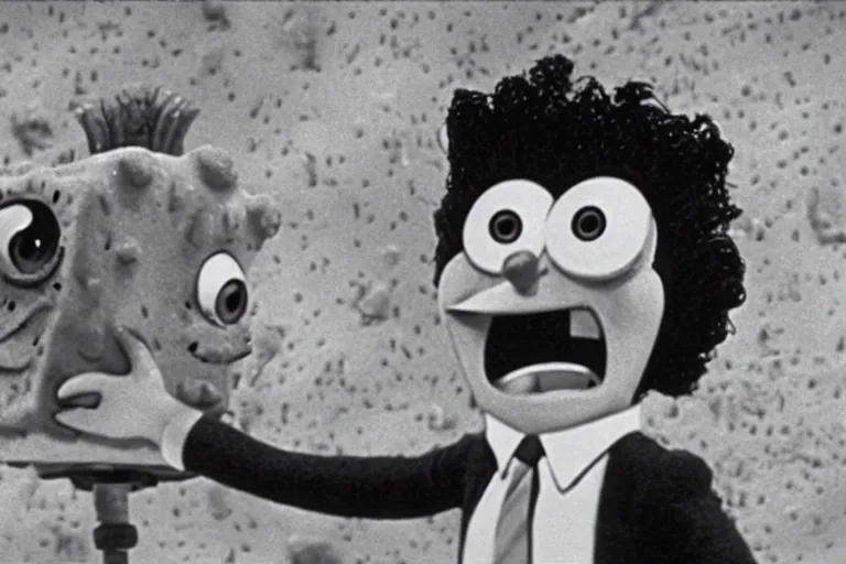 Image similar to eraserhead in a spongebob episode 35mm film