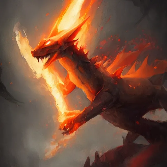 Prompt: a painting of charizard by greg rutkowski, dark fantasy art, high detail, trending on artstation