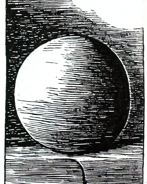 Prompt: a black and white drawing of a crystal ball surrounded by fog, a woodcut by jacques callot, pixabay, vanitas, woodcut, grotesque, logo