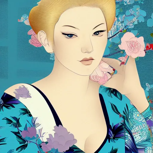 Image similar to elisha cuthbert, digital art, utamaro kitagawa style