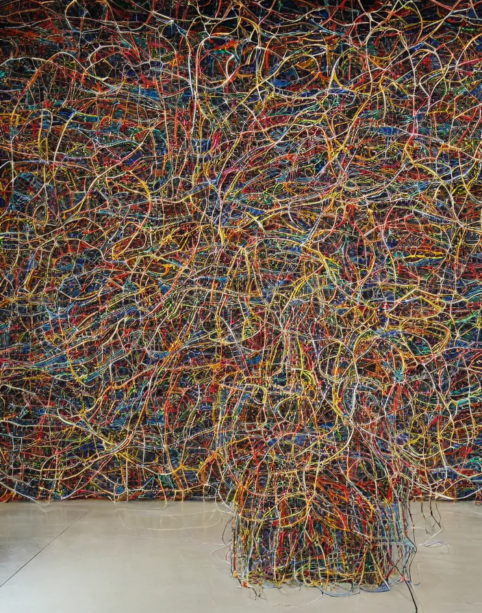 Prompt: hyper detailed industraial & utility flow field neural path by el anatsui
