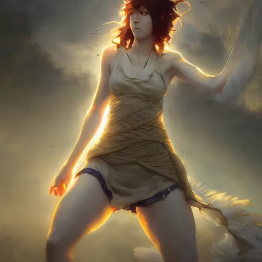 Prompt: hinata, posing heroically, heavenly, full body close-up shot, elegant, realistic character concept, high fantasy, light atmosphere, golden ratio, cinematic lighting, hyperdetailed, high resolution, insanely detailed and intricate, artstation, Marc Simonetti, Greg Rutkowski, octane render, 8k