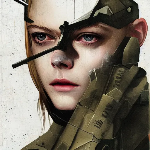 Image similar to Elle Fanning in Metal Gear Solid picture by Sachin Teng, asymmetrical, dark vibes, Realistic Painting , Organic painting, Matte Painting, geometric shapes, hard edges, graffiti, street art:2 by Sachin Teng:4