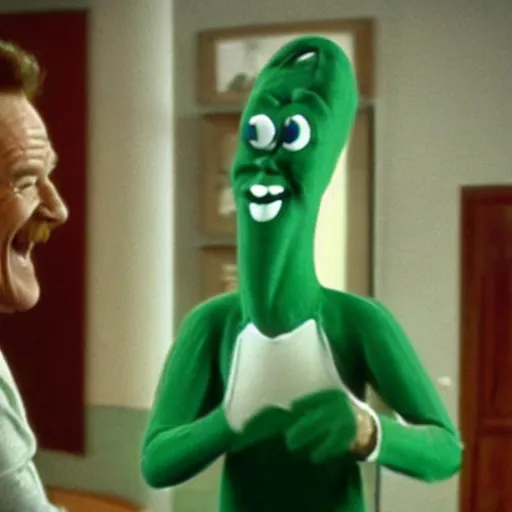 Image similar to bryan cranston maniacally laughing as gumby from looney tunes apophasis