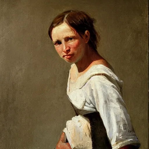 Image similar to portrait of a milk maid after a storm by jozsef borsos