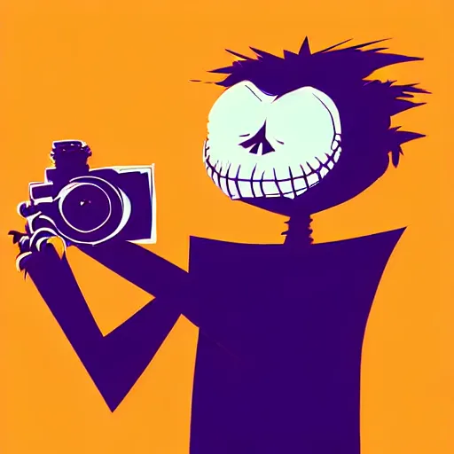 Image similar to curled perspective digital art of a cute smiling grandpa with a photo camera by anton fadeev from nightmare before christmas