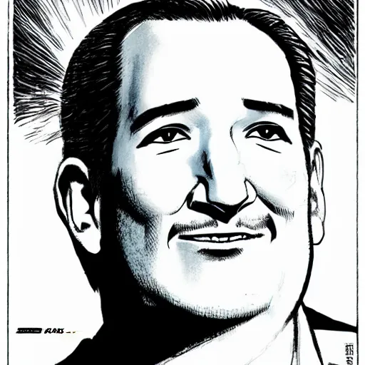 Prompt: Ted Cruz illustration by Takehiko Inoue, cinematic