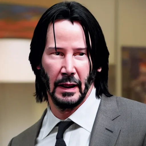 Image similar to Keanu Reeves in the office 4K quality super realistic