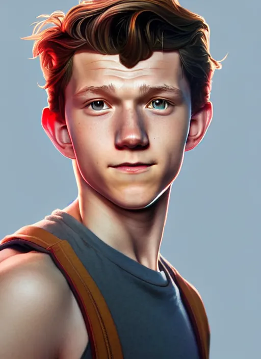 Image similar to cute tom holland, natural lighting, path traced, highly detailed, high quality, digital painting, by don bluth and ross tran and studio ghibli and alphonse mucha, artgerm