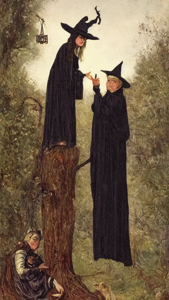 Image similar to witch paying for her sins, victorian painting