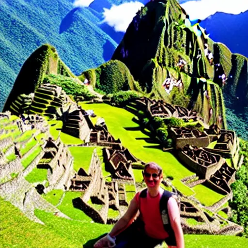 Prompt: Shrek in machu picchu