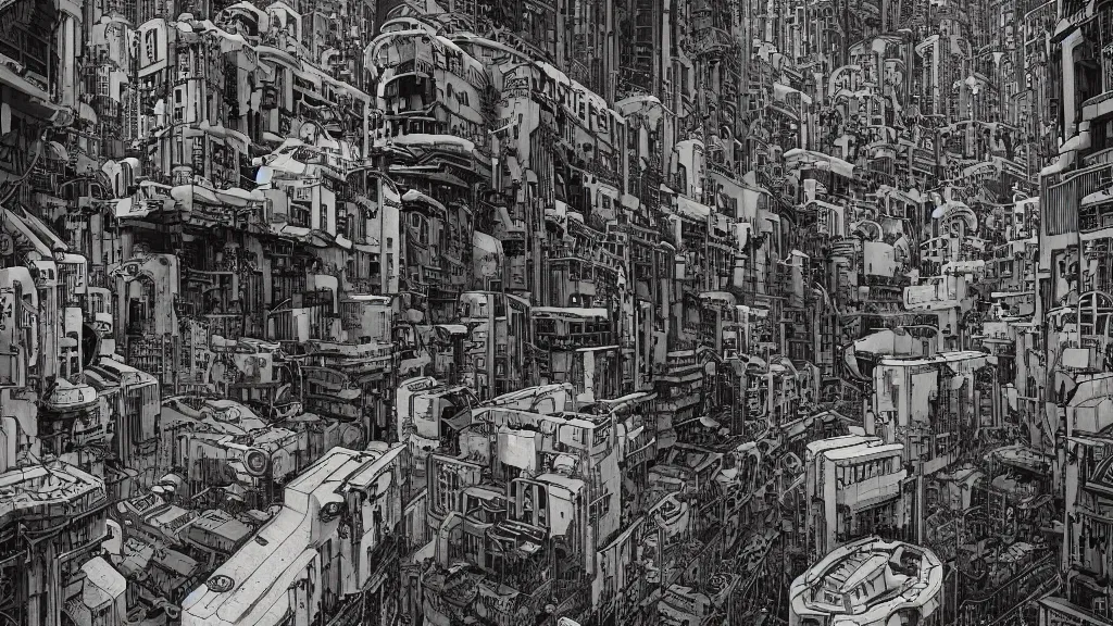 Prompt: very detailed, epic art nouveau graphic novel, james jean, ilya kuvshinov, mcbess, rutkowski, simon roy, illustration of dystopian space metropolis sky high decrepit habitat 6 7 arcologies, tokyo kowloon, wide shot, cyberpunk colorful, deep shadows, astrophotography, hyperdetailed, cybernetics, cryengine, realistic shaded lighting, sharp focus