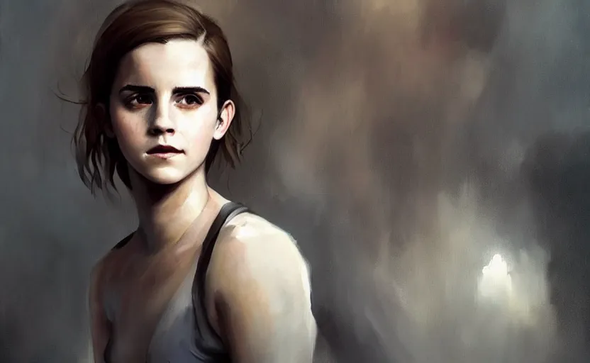 Image similar to A painting of Emma Watson trending on artstation in the style of Greg Rutkowski