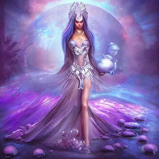 Image similar to “ Beautiful alien princess” mystical fantasy by Anne Stokes, 8k 3-D, matte painting, concept art, hyper realism, amazing contrasting background,