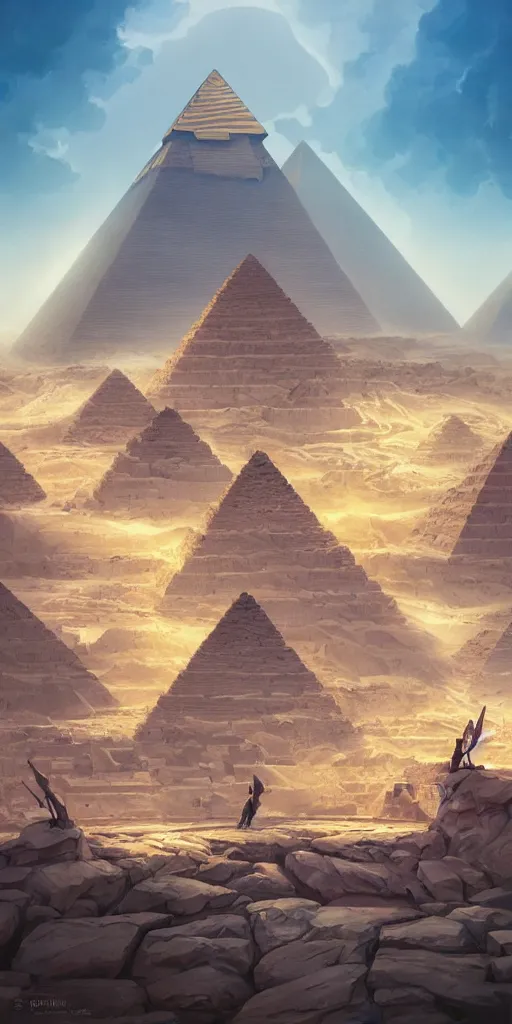 Image similar to symmetry!! egyptian gods building the pyramids, surreal, dreamlike, lucid dream, very detailed, perfect lighting, perfect composition, 4 k, artgerm, derek zabrocki, greg rutkowski