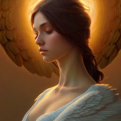 Prompt: wide angle full body portrait of an angel with a perfect face and perfect body, intricate, highly detailed, digital painting, artstation, concept art, smooth, sharp focus, illustration, Unreal Engine 5, 8K, art by artgerm and greg rutkowski and alphonse mucha