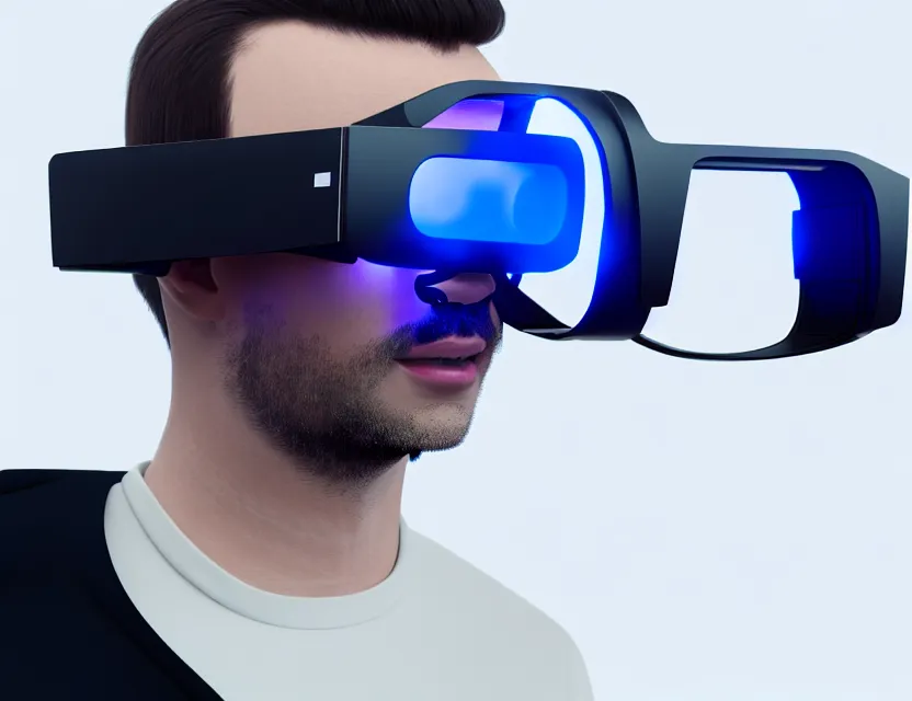 Prompt: futuristic ar glasses, product design, rear behind angle, back of head, product photography, hyper - detailed, 8 k, octane render, white background