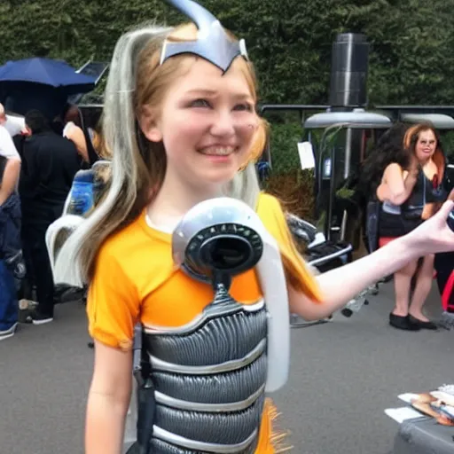 Prompt: a girl cosplaying as a jet engine