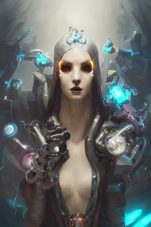 Prompt: portrait of a malevolent cybernetic necromancer llama, cyberpunk concept art by pete mohrbacher and artgerm and wlop and greg rutkowski and deathburger, digital art, highly detailed, intricate, sci-fi, sharp focus, Trending on Artstation HQ, deviantart, unreal engine 5, 4K UHD image