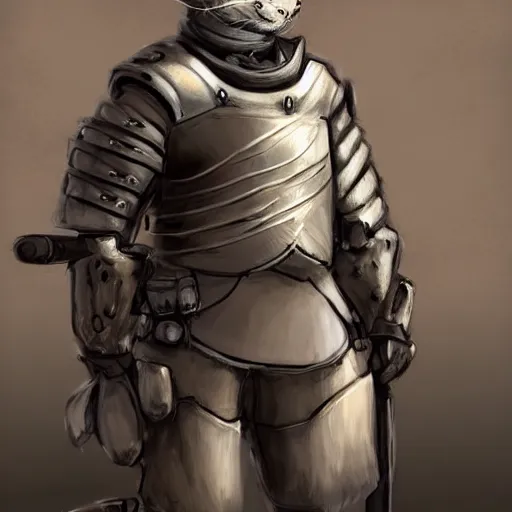 Image similar to a soldier knight cat, realistic