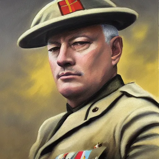 Image similar to “Oil painting of David Gilmour as a World War 1 general, 4k”