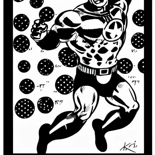 Image similar to jack kirby krackle dots, by jack kirby, comic art, black and white only, vector