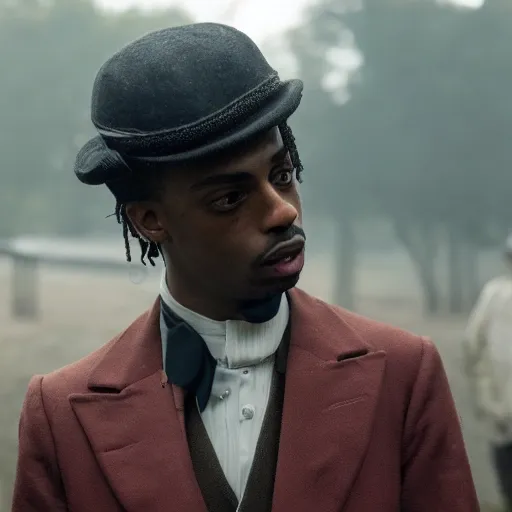 Image similar to playboi carti in peaky blinders 4 k the detailed super realistic