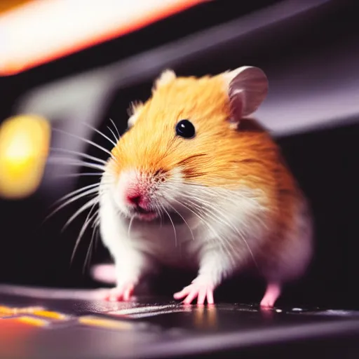 Prompt: photo of a hamster, on a cash register in a cinema, various poses, unedited, soft light, sharp focus, 8 k