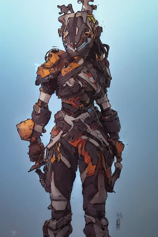 Image similar to combination suit armor aloy horizon forbidden west horizon zero dawn robot ninja mask helmet backpack tribal, art gta 5 comics, official fanart behance hd artstation by jesper ejsing, by rhads, makoto shinkai and lois van baarle, ilya kuvshinov, ossdraws radiating a glowing aura cgi rtx 2 0 2 2