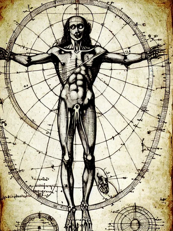 Prompt: 1 5 th century vitruvian vampire in circle detailed proportions, full details anatomy poster, ultra - detailed, annotations handwritten, scientific schematics, proportions on a circle, blueprint, hyperdetailed vector technical documents, callouts, archviz, legend, patent registry