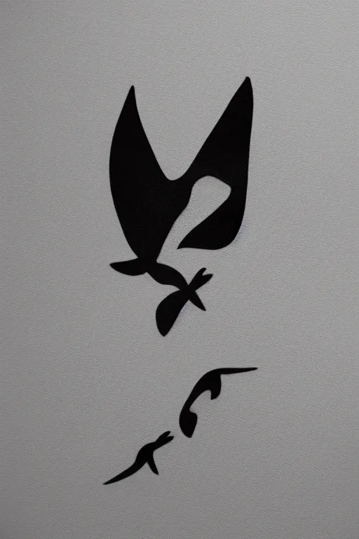 Prompt: a simple tattoo design of minimalist flying birds, black ink, abstract logo, line art