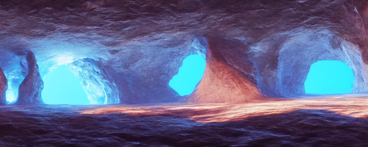 Prompt: An Enormous Opal Cavern Scintillating with Refraction and Glory, Resplendent in Beauty, Octane Render, 8k resolution, Hyperrealism