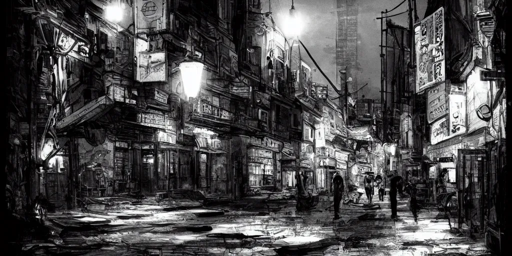 Image similar to nihei, the streets of salt lake city at night, black and white photography, noir, knights, detailed, artstation