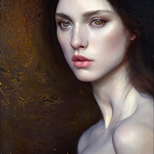 Image similar to of a beautiful brunette women intricate skin, fur, silicone cover, elegant, peaceful, full body, hyper realistic, extremely detailed, dnd character art portrait, fantasy art, intricate fantasy painting, dramatic lighting, vivid colors, deviant art, artstation, by edgar maxence and caravaggio and michael whelan and delacroix