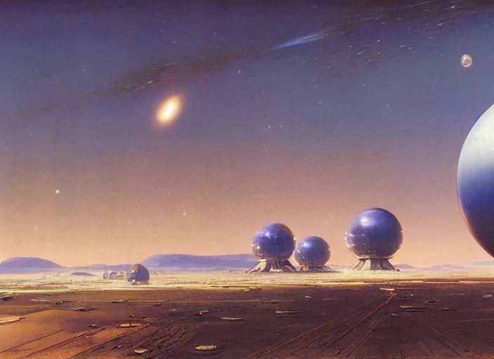 Image similar to a spaceport in an empty landscape by bruce pennington