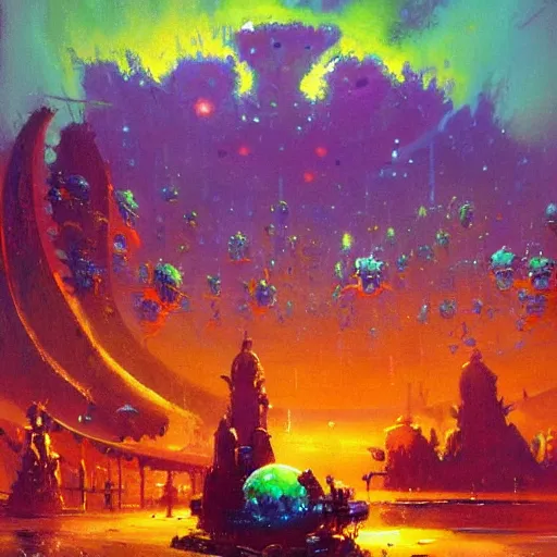 Image similar to a beautiful painting representative of the art style of paul lehr